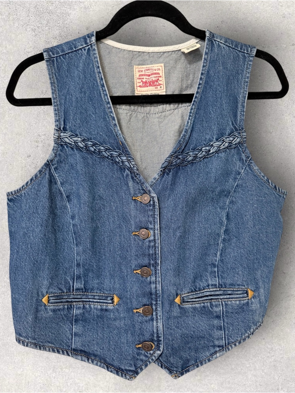 Levi's Premium Denim BRAIDED VEST Women’s Size Medium - Picture 3 of 8